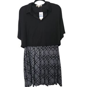 Kingston Grey Womens Juniors Black and Gray Plaid Pleated 2-Piece Dress Size XL